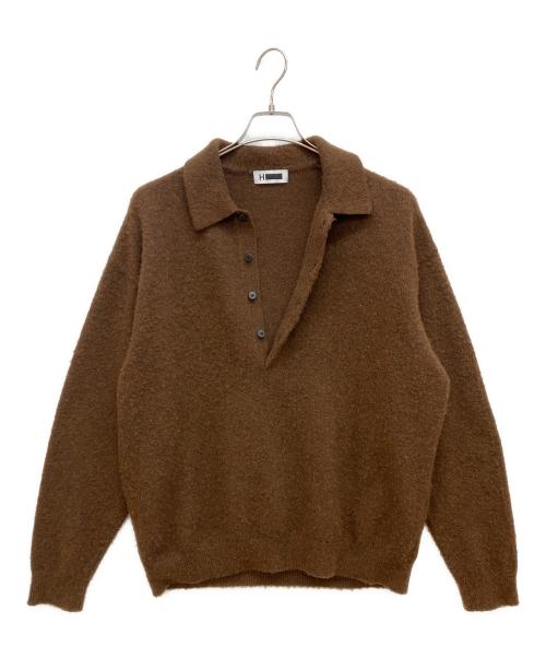 H BEAUTY&YOUTH（エイチ ビューティー&ユース）H BEAUTY&YOUTH (エイチ ビューティー&ユース) ナッピングウール 4B ポロカラーニット ブラウン サイズ:Ｓの古着・服飾アイテム