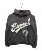 SAINT MICHAEL×Fear Of Godセントマイケル×フィア・オブ・ゴッド）の古着「25SS SNT OF GOD FG HOODIE　ダメージ加工フーディ　コラボパーカー」｜ブラック