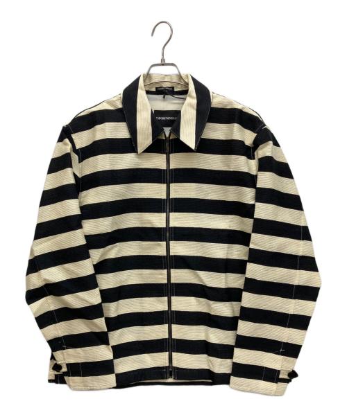 EMPORIO ARMANI（エンポリオ アルマーニ）EMPORIO ARMANI (エンポリオ アルマーニ) ボーダージップアップジャケット ブラック サイズ:50の古着・服飾アイテム
