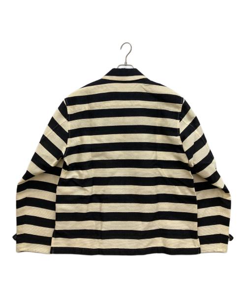 EMPORIO ARMANI（エンポリオ アルマーニ）EMPORIO ARMANI (エンポリオ アルマーニ) ボーダージップアップジャケット ブラック サイズ:50の古着・服飾アイテム