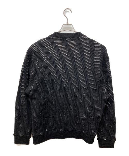 SAXONY（ザクソニー）SAXONY (ザクソニー) レザー切替ニット ブラック サイズ:XLの古着・服飾アイテム