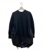 sacaiサカイ）の古着「21AW 異素材 切替 グログラン スポンジ ドッキング ナイロン スウェット ワンピース」｜ブラック