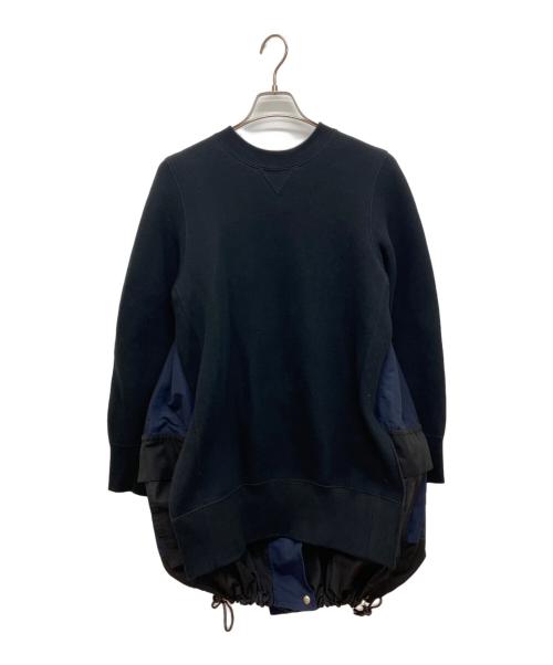 sacai（サカイ）sacai (サカイ) 21AW 異素材 切替 グログラン スポンジ ドッキング ナイロン スウェット ワンピース ブラック サイズ:3の古着・服飾アイテム