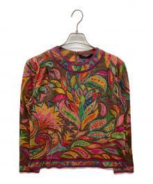 LEONARD（レオナール）の古着「アマテ絵柄シルクブレンドカットソー」｜レッド