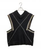 kudosクードス）の古着「HEART CROSS KNIT VEST　ニットベスト」｜ブラック