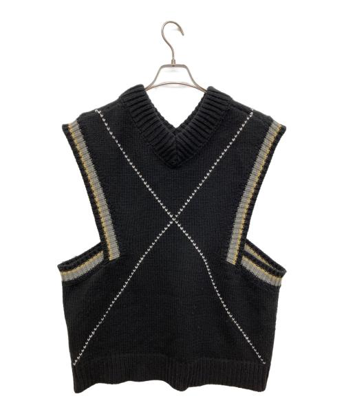 kudos（クードス）kudos (クードス) HEART CROSS KNIT VEST　ニットベスト ブラック サイズ:FREEの古着・服飾アイテム