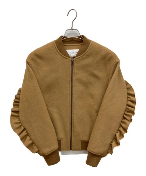 LE CIEL BLEU（ルシェルブルー）LE CIEL BLEU (ルシェルブルー) ラッフルスリーブウールブルゾン　Ruffle sleeve wool blouson ブラウン サイズ:38の古着・服飾アイテム