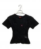 ADSB ANDERSSON BELLアンダースンベル）の古着「デミジニットレイヤードメッシュトップ　Demi-Knit Layered Mesh Top」｜ブラック