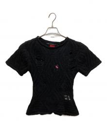 ADSB ANDERSSON BELL（アンダースンベル）の古着「デミジニットレイヤードメッシュトップ　Demi-Knit Layered Mesh Top」｜ブラック