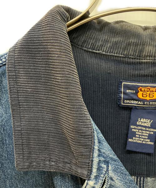 ROUTE66（ルート66）ROUTE66 (ルート66) 襟コーデュロイカバーオール インディゴ サイズ:Lの古着・服飾アイテム