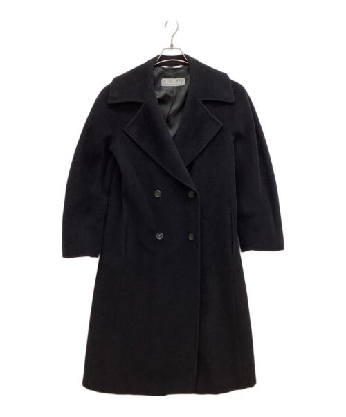 MaxMara（マックスマーラ）MaxMara (マックスマーラ) ベルト付ウールロングコート ブラック サイズ:40の古着・服飾アイテム