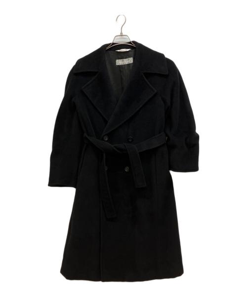 MaxMara（マックスマーラ）MaxMara (マックスマーラ) ベルト付ウールロングコート ブラック サイズ:40の古着・服飾アイテム
