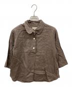 MARGARET HOWELLマーガレットハウエル）の古着「LINEN VOILE SHIRT 七分袖 プルオーバー」｜ブラウン