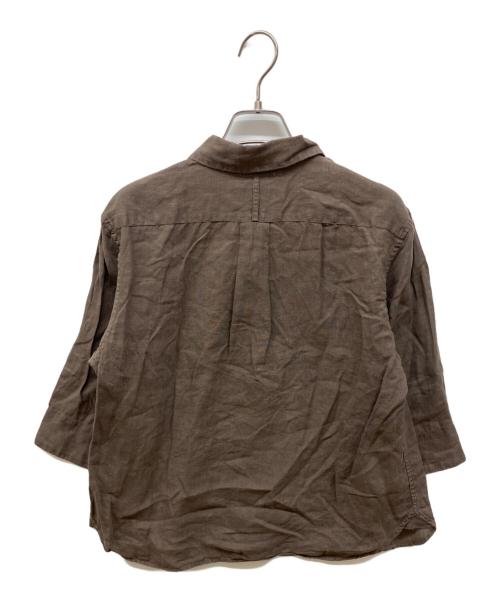 MARGARET HOWELL（マーガレットハウエル）MARGARET HOWELL (マーガレットハウエル) LINEN VOILE SHIRT 七分袖 プルオーバー ブラウン サイズ:1の古着・服飾アイテム