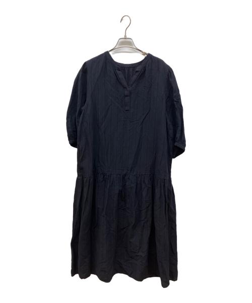 23区（ニジュウサンク）23区 (ニジュウサンク) カラミストライプ ワンピース ネイビー サイズ:44の古着・服飾アイテム