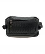 BOTTEGA VENETAボッテガベネタ）の古着「イントレチャートウエストポーチ/ウエストバッグ　ネロ」｜ネロ