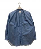 :colonコロン）の古着「4oz Light Denimシャツ　ノーカラーシャツ」｜ブルー