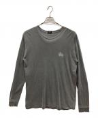 stussyステューシー）の古着「ロゴプリントロングスリーブカットソー」｜グレー