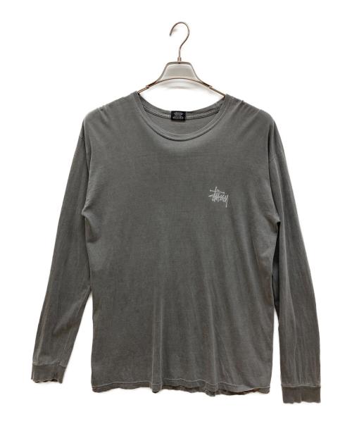 stussy（ステューシー）stussy (ステューシー) ロゴプリントロングスリーブカットソー グレー サイズ:Ｌの古着・服飾アイテム