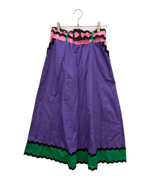 TRINCA UNPLUSUN（トリンカ アンプリュアン）TRINCA UNPLUSUN (トリンカ アンプリュアン) デザインパンツ　ガウチョパンツ　ワイドパンツ パープル サイズ:Ｍの古着・服飾アイテム