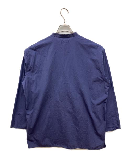 BLURHMS（ブラームス）BLURHMS (ブラームス) Chambray Stand Collar Cuffless Shirt　シャンブレースタンドカラーカフレスシャツ ネイビー サイズ:3の古着・服飾アイテム