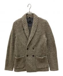 T-Jacket（ティージャケット）の古着「ダブルブレストニットジャケット　テーラードジャケット」｜ブラウン