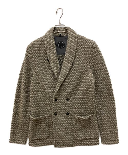 T-Jacket（ティージャケット）T-JACKET (ティージャケット) ダブルブレストニットジャケット　テーラードジャケット ブラウン サイズ:Mの古着・服飾アイテム