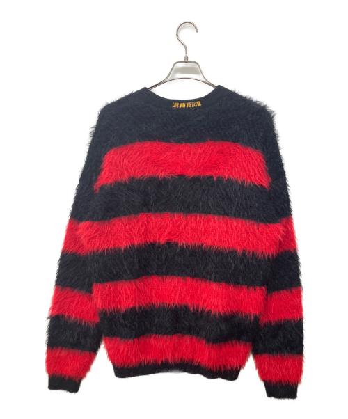 glamb（グラム）glamb (グラム) Fuzzy Border Cardigan レッド サイズ:Mの古着・服飾アイテム