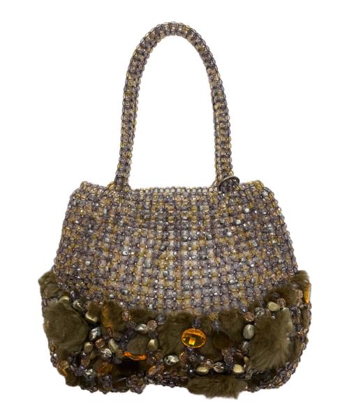 ANTEPRIMA（アンテプリマ）ANTEPRIMA (アンテプリマ) ファー装飾ワイヤートートバッグ ブラウンの古着・服飾アイテム