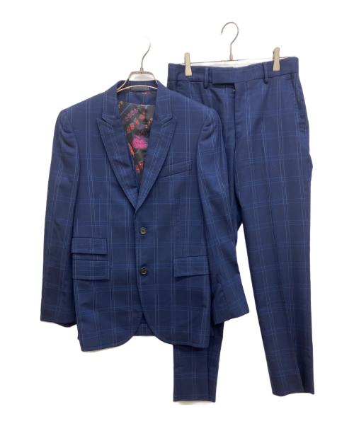 PAUL SMITH（ポールスミス）PAUL SMITH (ポールスミス) ウィンドウペン 3ピースセットアップスーツ ブルー サイズ:Sの古着・服飾アイテム