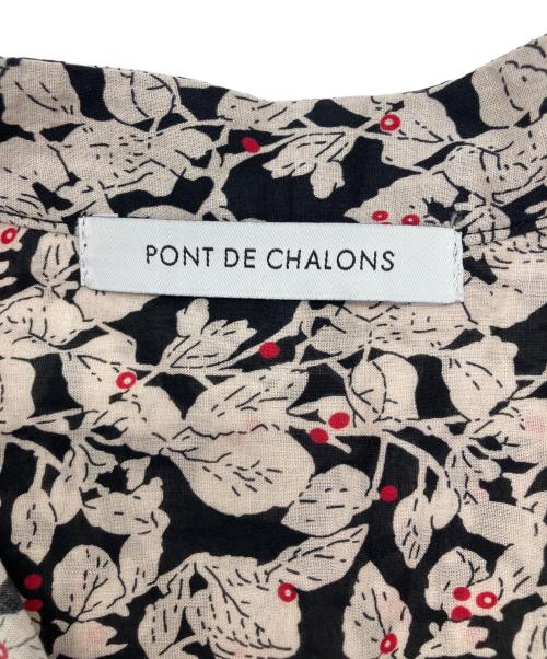 PONT DE CHALONS（ポンデシャロン）PONT DE CHALONS (ポンデシャロン) リーフプリント ワンピース　ノースリーブワンピース ブラック サイズ:Freeの古着・服飾アイテム