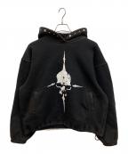 ）の古着「PEACE STUD HOODIE ピーススタッズフーディ　プリントスウェットパーカー」｜ブラック
