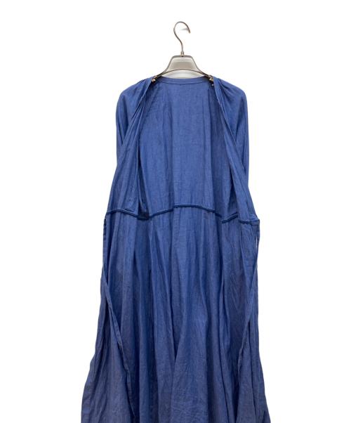 DRESSTERIOR（ドレステリア）DRESSTERIOR (ドレステリア) パフスリーブ カシュクールワンピース　長袖ワンピース ブルー サイズ:38の古着・服飾アイテム