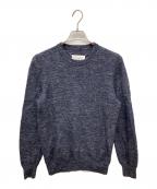 Maison Margielaメゾンマルジェラ）の古着「レザーエルボーパッチクルーネックニット」｜ネイビー