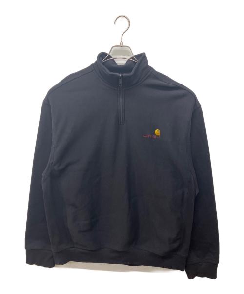 CarHartt（カーハート）CarHartt (カーハート) ハーフジップ アメリカンスクリプト スウェット ブラック サイズ:XLの古着・服飾アイテム