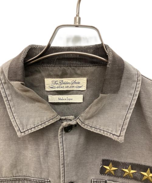 REMI RELIEF（レミレリーフ）REMI RELIEF (レミレリーフ) アーミーシャツ 星スタッズ ブラウン サイズ:Ｌの古着・服飾アイテム