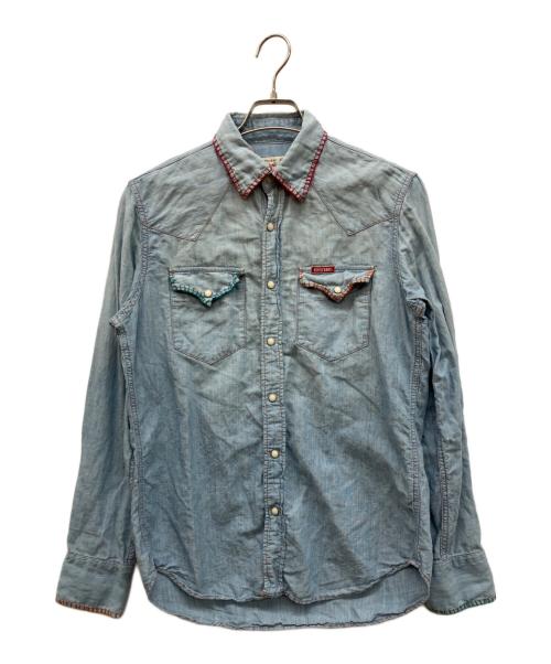 Hysteric Glamour（ヒステリックグラマー）Hysteric Glamour (ヒステリックグラマー) シャンブレーシャツ　刺繍シャツ インディゴ サイズ:Ｍの古着・服飾アイテム