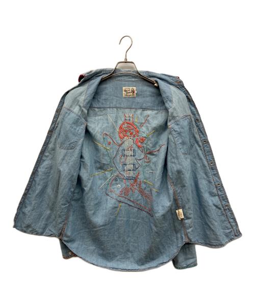 Hysteric Glamour（ヒステリックグラマー）Hysteric Glamour (ヒステリックグラマー) シャンブレーシャツ　刺繍シャツ インディゴ サイズ:Ｍの古着・服飾アイテム