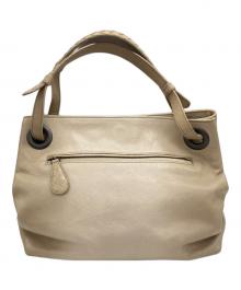 BOTTEGA VENETA（ボッテガベネタ）の古着「レザーハンドバッグ　ショルダーバッグ」｜ベージュ