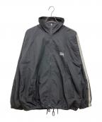 stussyステューシー）の古着「Sport Track Jacket　スポーツトラックジャケット　サイドラインナイロンジャケット　紺タグ」｜ブラック