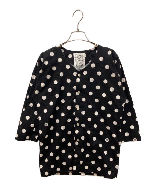 YOIYOI GION（ヨイヨイ ギオン）YOIYOI GION (ヨイヨイ ギオン) ノーカラー ドットシャツ ブラック サイズ:Ｓの古着・服飾アイテム
