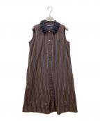 FRED PERRYフレッドペリー）の古着「ノースリーブシャツワンピース」｜ブラウン
