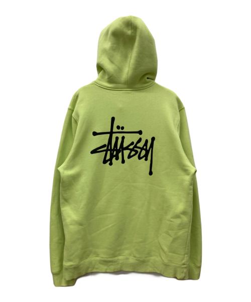 stussy（ステューシー）stussy (ステューシー) ロゴプリントスウェットパーカー グリーン サイズ:XLの古着・服飾アイテム