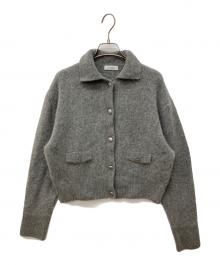 green label relaxing（グリーンレーベルリラクシング）の古着「ヘアリー ニット ポロカーデイガン」｜グレー
