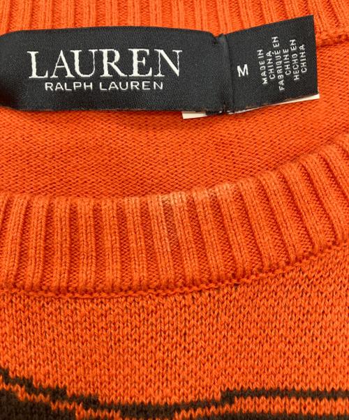 LAUREN RALPH LAUREN（ローレン ラルフ ローレン）LAUREN RALPH LAUREN (ローレン ラルフ ローレン) ベルティングモチーフコットンブレンドセーター オレンジ サイズ:Ｍの古着・服飾アイテム