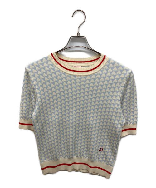 DRESSTERIOR（ドレステリア）DRESSTERIOR (ドレステリア) トリコロールジャカードハーフスリーブニット スカイブルー サイズ:38の古着・服飾アイテム
