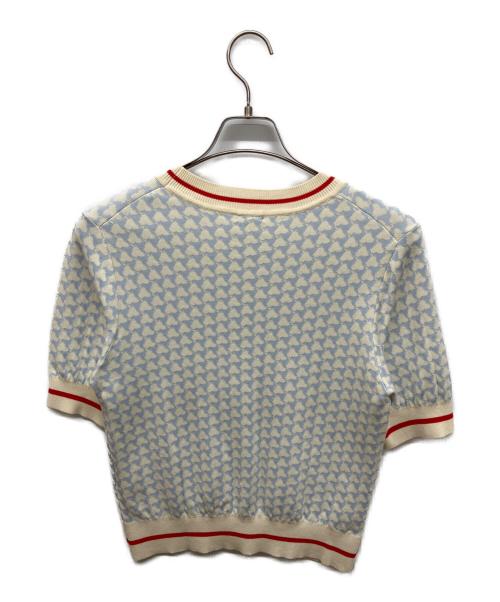 DRESSTERIOR（ドレステリア）DRESSTERIOR (ドレステリア) トリコロールジャカードハーフスリーブニット スカイブルー サイズ:38の古着・服飾アイテム