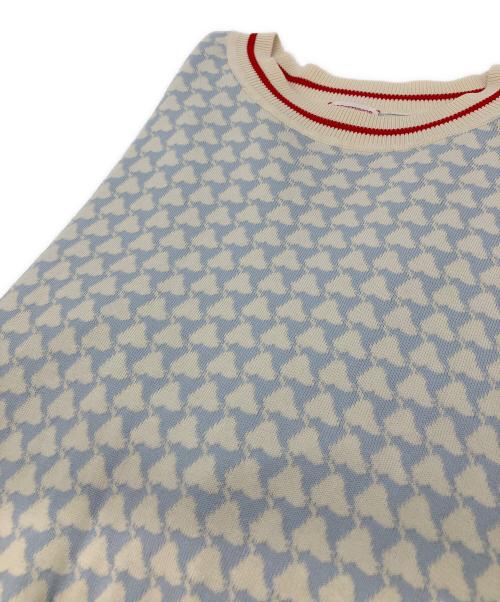 DRESSTERIOR（ドレステリア）DRESSTERIOR (ドレステリア) トリコロールジャカードハーフスリーブニット スカイブルー サイズ:38の古着・服飾アイテム