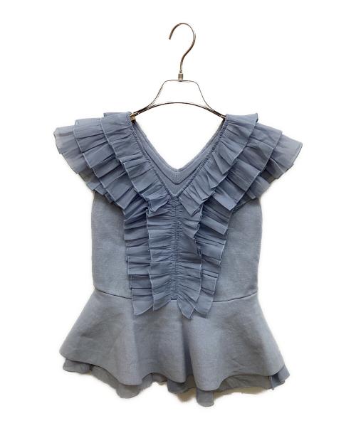Snidel（スナイデル）Snidel (スナイデル) フリルペプラムノースリニットプルオーバー スカイブルー サイズ:FREEの古着・服飾アイテム