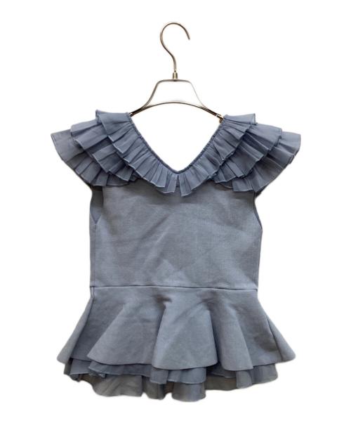 Snidel（スナイデル）Snidel (スナイデル) フリルペプラムノースリニットプルオーバー スカイブルー サイズ:FREEの古着・服飾アイテム